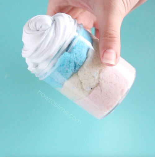 Cake in a Jar Slime Recipe with Cloud and Fluffy Slime